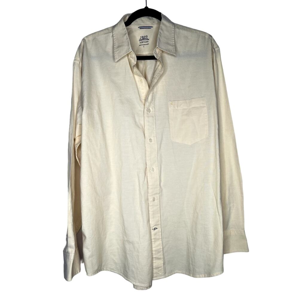 IZOD Saltwater Relaxed Classics Mens Long Sleeve Button Up Shirt